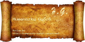 Humenszky Győző névjegykártya