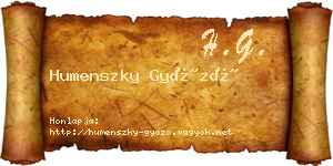 Humenszky Győző névjegykártya